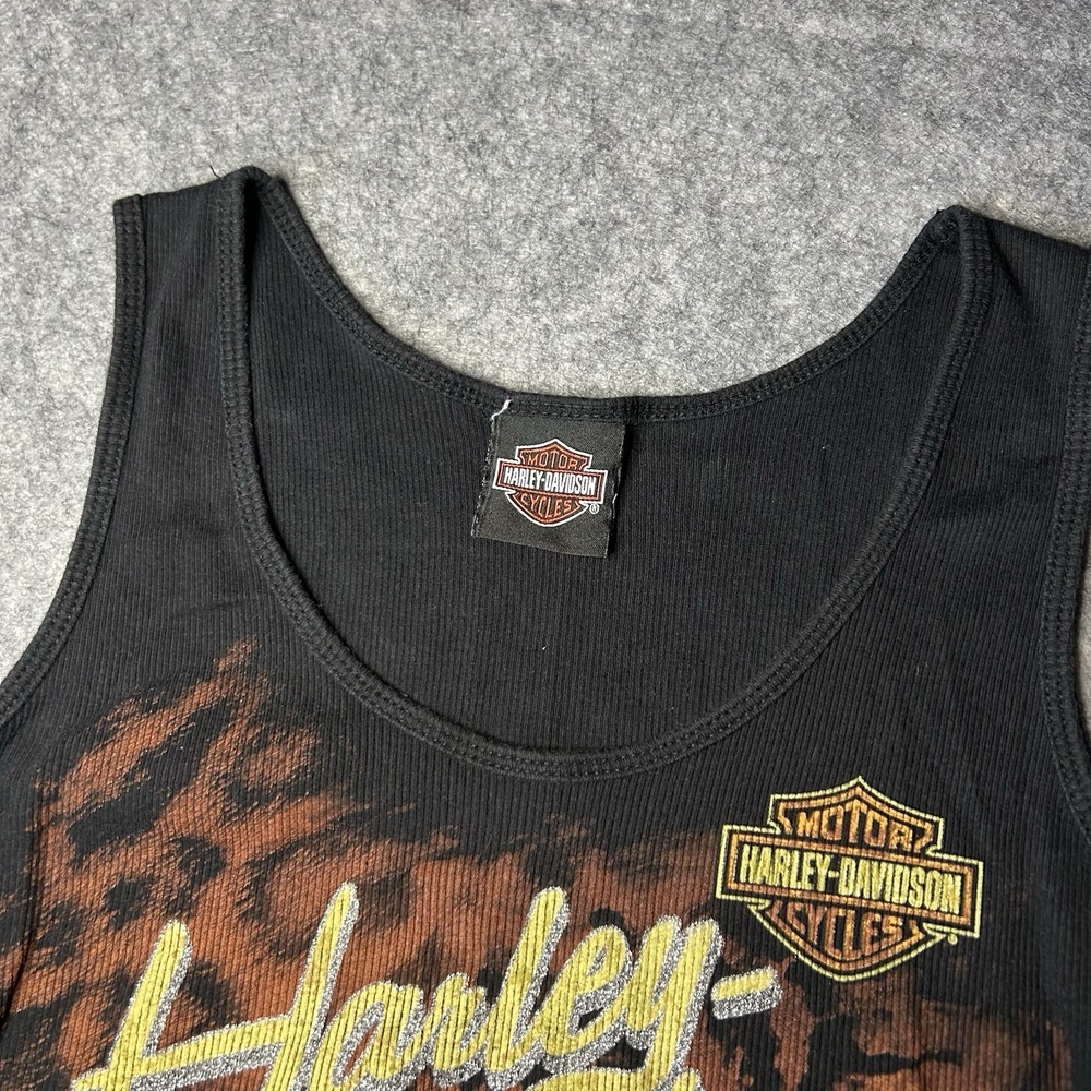 Harley Davidson Women's Small Tiger Ribbed Black Tank Top Quebec Canada - Picture 4 of 9